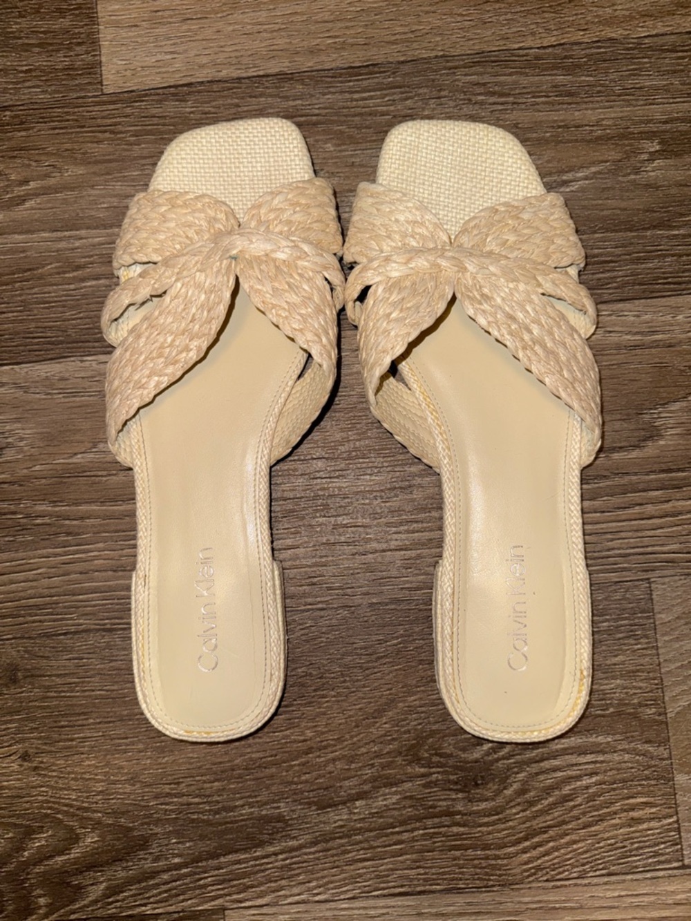 Calvin Klein Raffia Knot Slide Sandals